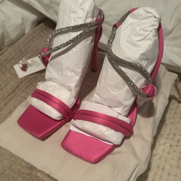 Jonathan Simkhai Cassie Crystal Strappy Sandals, Pink Size 38 New in Box $595 - Picture 8 of 14